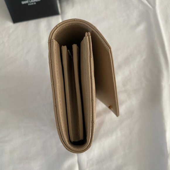 YSL Portefeuille Femme CASSANDRE MATELASSÉ LARGE FLAP (174Y) Wallet - Dark Beige - Picture 8 of 8